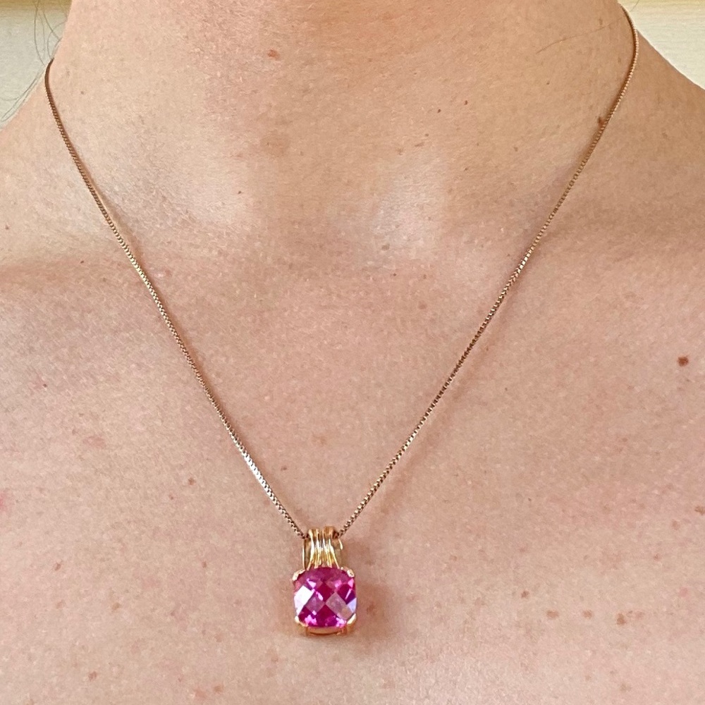 925 Gold cushion cut lab pink sapphire